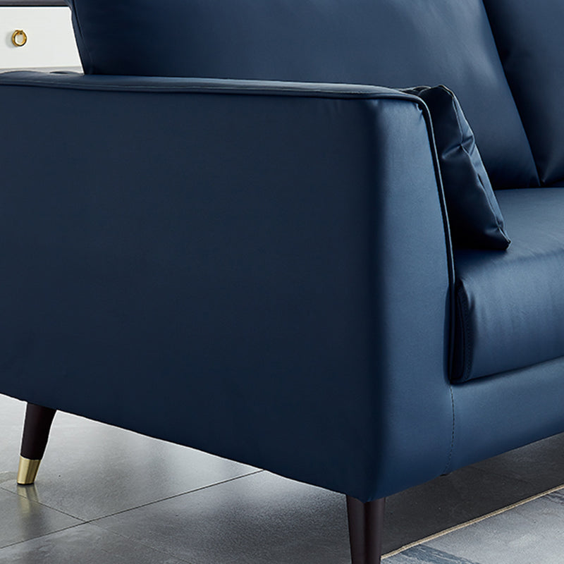 Contemporary Faux Leather Square Arm Sofa Cushions Standard Sofa