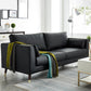 Contemporary Faux Leather Square Arm Sofa Cushions Standard Sofa