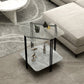 Cuadrado de vidrio 4 patas Mesa lateral de 23.6 "de altura con estante de almacenamiento