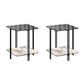 Cuadrado de vidrio 4 patas Mesa lateral de 23.6 "de altura con estante de almacenamiento