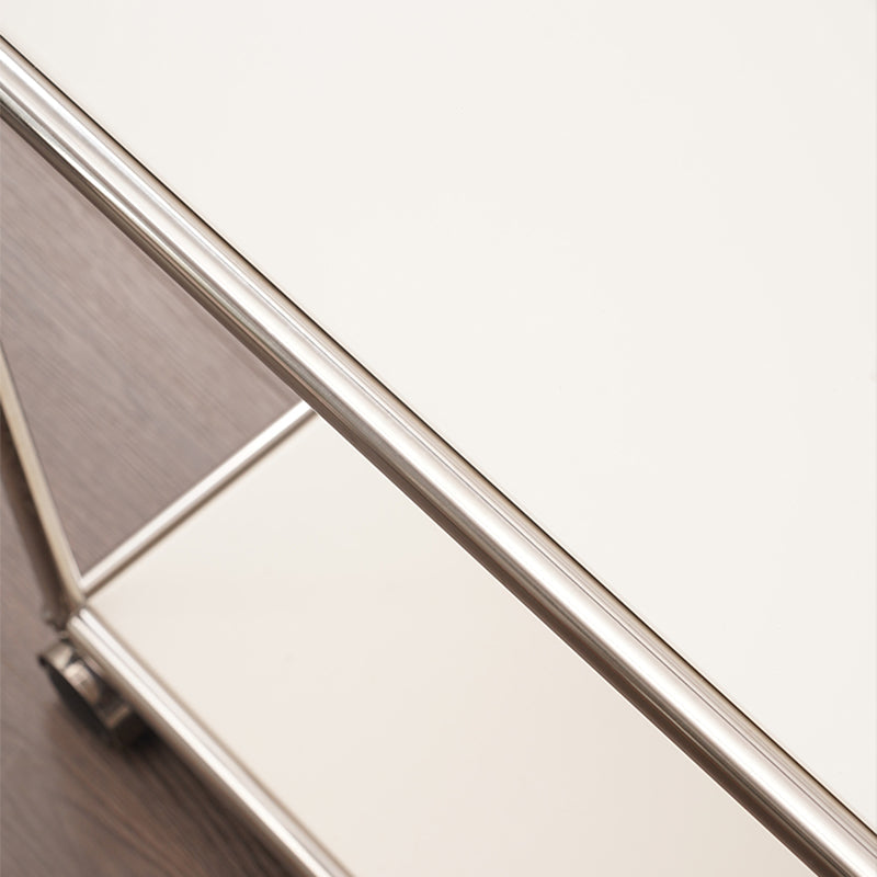 16.5" W Square End Table Modern 1-Shelf Side Table with Casters