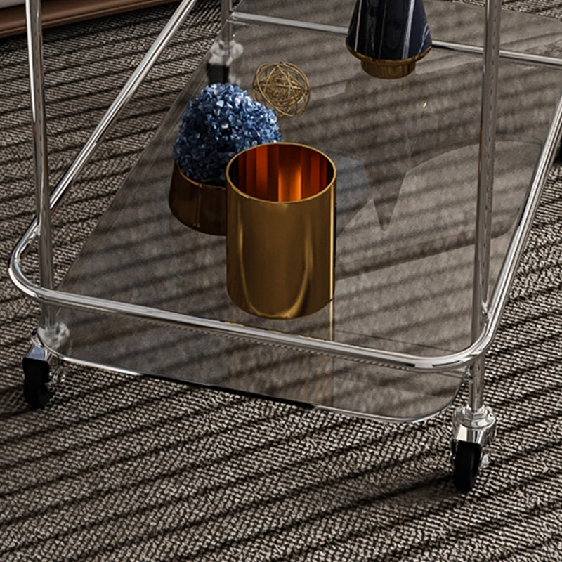 Mesa final de vidrio contemporánea con estante de ruedas incluye 25.6 "W Mesa auxiliar