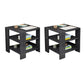 Square Wood 4 Legs End Table Shelf Included Sofa Accent Side Table 19.7"L x 19.7"W x 19.7"H Black 2 Clearhalo 'Coffee & Accent Tables' 'End & Side Tables' 'end_side_tables' 'furn' 'furn_end_side_tables' 'Furniture' 'Living Room Furniture' 6159963
