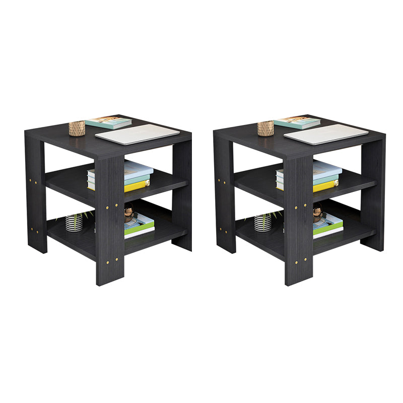 Square Wood 4 Legs End Table Shelf Included Sofa Accent Side Table 19.7"L x 19.7"W x 19.7"H Black 2 Clearhalo 'Coffee & Accent Tables' 'End & Side Tables' 'end_side_tables' 'furn' 'furn_end_side_tables' 'Furniture' 'Living Room Furniture' 6159963