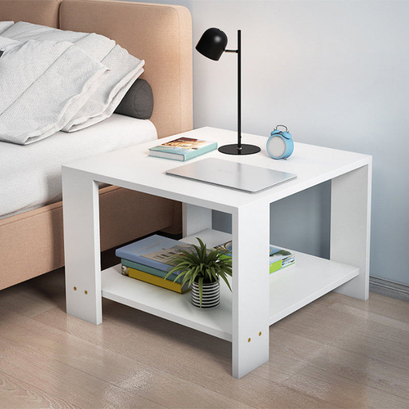 Square Wood 4 Legs End Table Shelf Included Sofa Accent Side Table 23.6"L x 23.6"W x 20"H White 1 Clearhalo 'Coffee & Accent Tables' 'End & Side Tables' 'end_side_tables' 'furn' 'furn_end_side_tables' 'Furniture' 'Living Room Furniture' 6159964