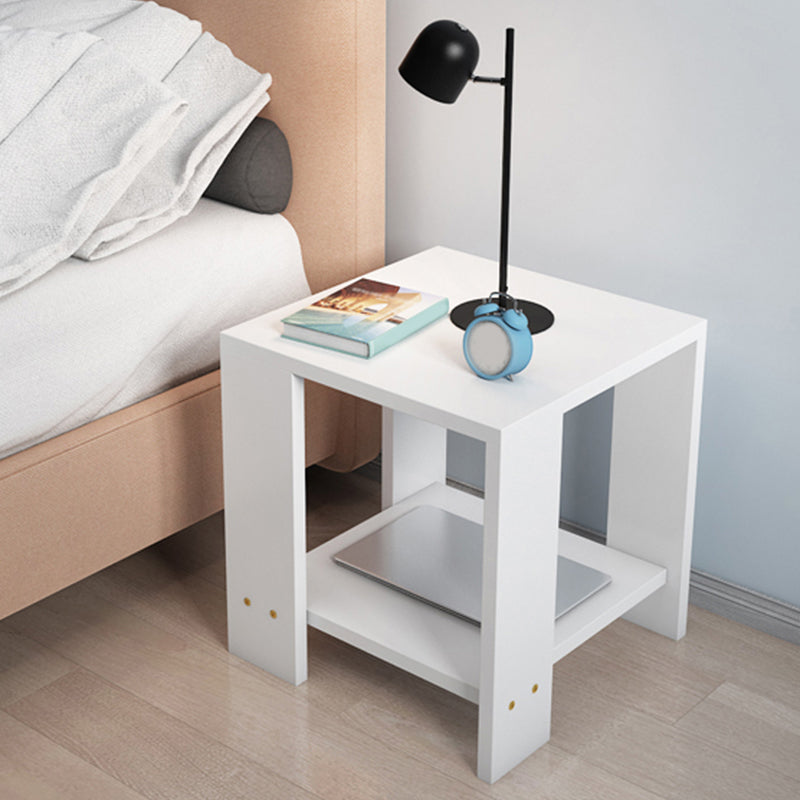 Square Wood 4 Legs End Table Shelf Included Sofa Accent Side Table 16"L x 16"W x 16.5"H White 1 Clearhalo 'Coffee & Accent Tables' 'End & Side Tables' 'end_side_tables' 'furn' 'furn_end_side_tables' 'Furniture' 'Living Room Furniture' 6159983