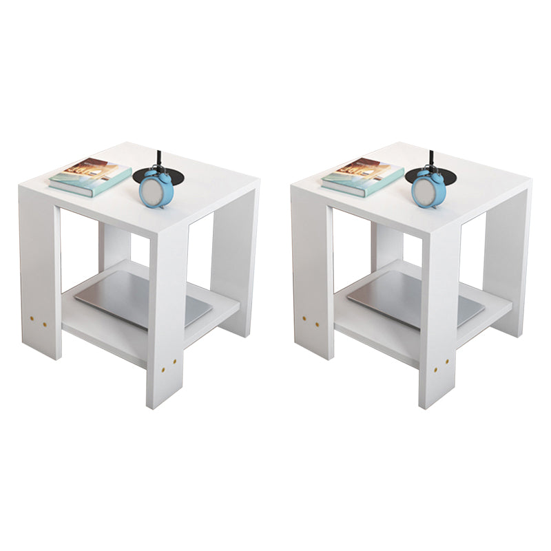 Square Wood 4 Legs End Table Shelf Included Sofa Accent Side Table 16"L x 16"W x 16.5"H White 2 Clearhalo 'Coffee & Accent Tables' 'End & Side Tables' 'end_side_tables' 'furn' 'furn_end_side_tables' 'Furniture' 'Living Room Furniture' 6159985