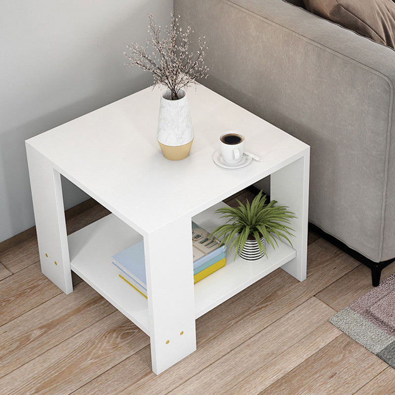 Square Wood 4 Legs End Table Shelf Included Sofa Accent Side Table 20"L x 20"W x 16.5"H White 1 Clearhalo 'Coffee & Accent Tables' 'End & Side Tables' 'end_side_tables' 'furn' 'furn_end_side_tables' 'Furniture' 'Living Room Furniture' 6159986