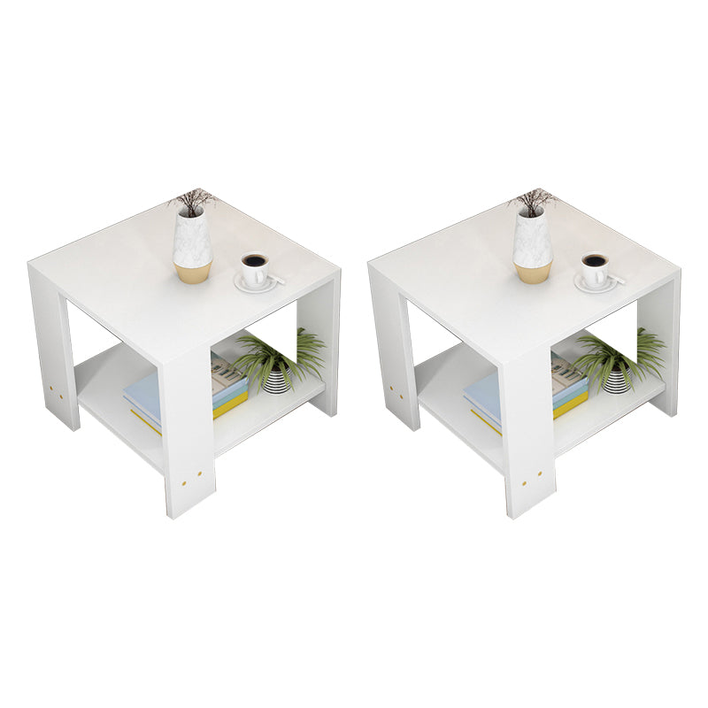 Square Wood 4 Legs End Table Shelf Included Sofa Accent Side Table 20"L x 20"W x 16.5"H White 2 Clearhalo 'Coffee & Accent Tables' 'End & Side Tables' 'end_side_tables' 'furn' 'furn_end_side_tables' 'Furniture' 'Living Room Furniture' 6159987