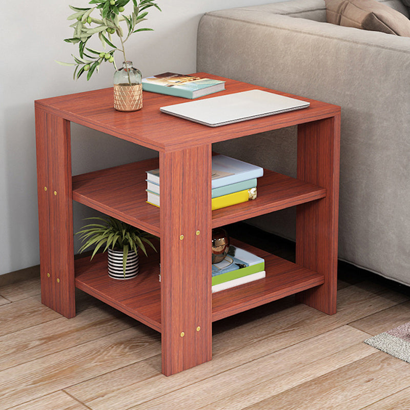 Square Wood 4 Legs End Table Shelf Included Sofa Accent Side Table 19.7"L x 19.7"W x 19.7"H Brown 1 Clearhalo 'Coffee & Accent Tables' 'End & Side Tables' 'end_side_tables' 'furn' 'furn_end_side_tables' 'Furniture' 'Living Room Furniture' 6159988