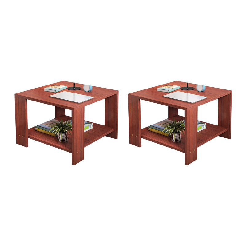 Square Wood 4 Legs End Table Shelf Included Sofa Accent Side Table 23.6"L x 23.6"W x 20"H Brown 2 Clearhalo 'Coffee & Accent Tables' 'End & Side Tables' 'end_side_tables' 'furn' 'furn_end_side_tables' 'Furniture' 'Living Room Furniture' 6159991