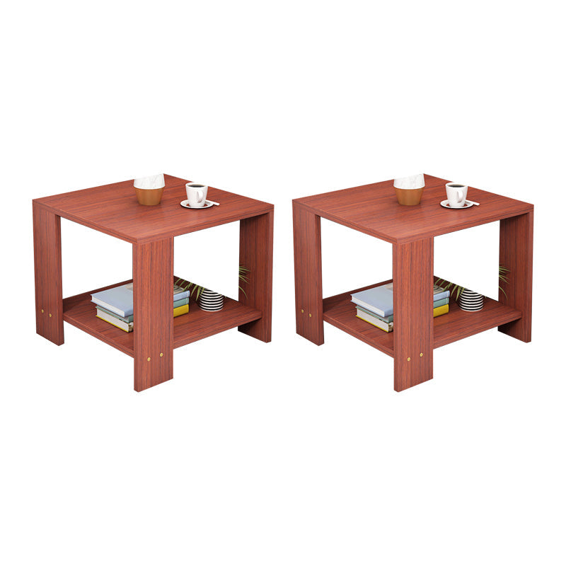 Square Wood 4 Legs End Table Shelf Included Sofa Accent Side Table 20"L x 20"W x 16.5"H Brown 2 Clearhalo 'Coffee & Accent Tables' 'End & Side Tables' 'end_side_tables' 'furn' 'furn_end_side_tables' 'Furniture' 'Living Room Furniture' 6159994
