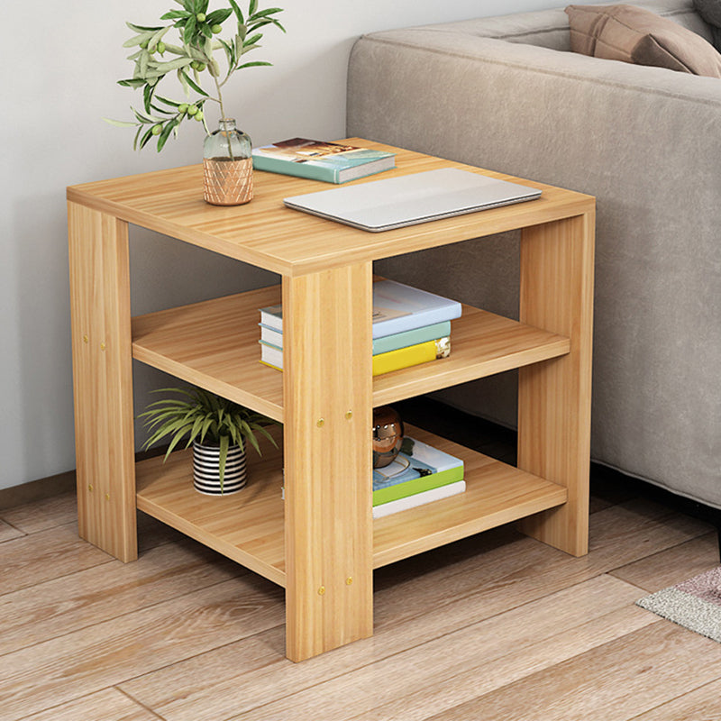 Square Wood 4 Legs End Table Shelf Included Sofa Accent Side Table 19.7"L x 19.7"W x 19.7"H Natural 1 Clearhalo 'Coffee & Accent Tables' 'End & Side Tables' 'end_side_tables' 'furn' 'furn_end_side_tables' 'Furniture' 'Living Room Furniture' 6159995