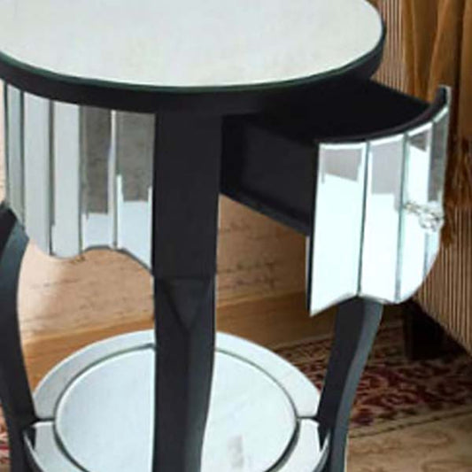 Round Glass top Side End Table Contemporary 23.6" Tall 4 Legs End Table