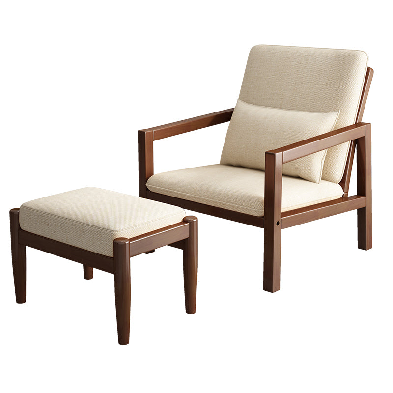 Linen Arm Chair 28.34" Wide Solid Wood Frame Chair for Bedroom Beige 1 Piece Walnut Clearhalo 'Accent Chairs' 'accent_chairs' 'Chairs & Seating' 'furn' 'furn_accent_chairs' 'Furniture' 'Living Room Furniture' 6160175
