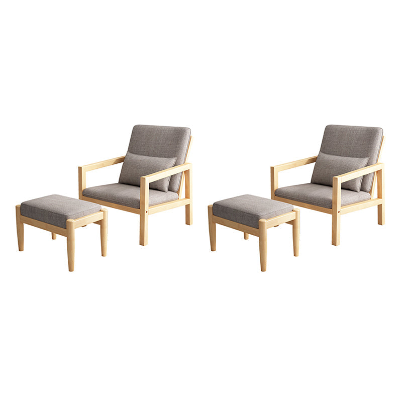 Linen Arm Chair 28.34" Wide Solid Wood Frame Chair for Bedroom Gray 2 Piece Set Natural Wood Clearhalo 'Accent Chairs' 'accent_chairs' 'Chairs & Seating' 'furn' 'furn_accent_chairs' 'Furniture' 'Living Room Furniture' 6160178