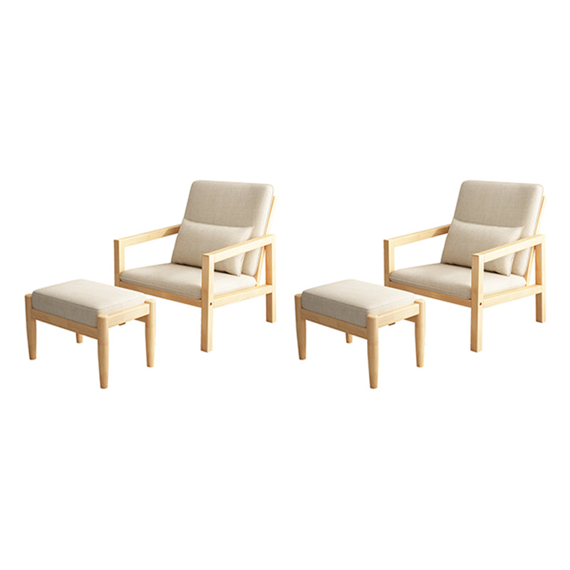 Linen Arm Chair 28.34" Wide Solid Wood Frame Chair for Bedroom Beige 2 Piece Set Natural Wood Clearhalo 'Accent Chairs' 'accent_chairs' 'Chairs & Seating' 'furn' 'furn_accent_chairs' 'Furniture' 'Living Room Furniture' 6160180