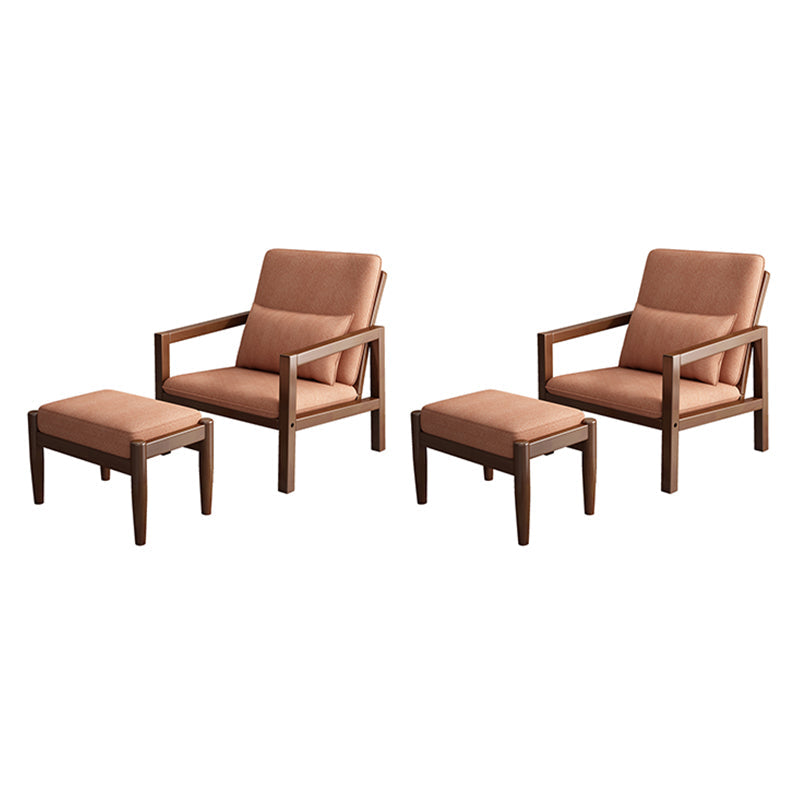Linen Arm Chair 28.34" Wide Solid Wood Frame Chair for Bedroom Orange 2 Piece Set Walnut Clearhalo 'Accent Chairs' 'accent_chairs' 'Chairs & Seating' 'furn' 'furn_accent_chairs' 'Furniture' 'Living Room Furniture' 6160184