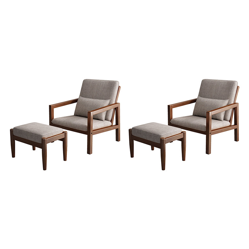 Linen Arm Chair 28.34" Wide Solid Wood Frame Chair for Bedroom Gray 2 Piece Set Walnut Clearhalo 'Accent Chairs' 'accent_chairs' 'Chairs & Seating' 'furn' 'furn_accent_chairs' 'Furniture' 'Living Room Furniture' 6160186