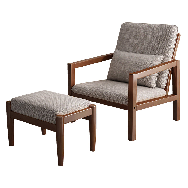 Linen Arm Chair 28.34" Wide Solid Wood Frame Chair for Bedroom Gray 1 Piece Walnut Clearhalo 'Accent Chairs' 'accent_chairs' 'Chairs & Seating' 'furn' 'furn_accent_chairs' 'Furniture' 'Living Room Furniture' 6160190