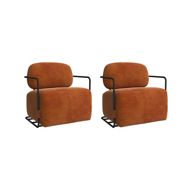 26.77" Wide Metal Arm Chair Velvet Accent Armchair for Bedroom Orange 2 Piece Set Clearhalo 'Accent Chairs' 'accent_chairs' 'Chairs & Seating' 'furn' 'furn_accent_chairs' 'Furniture' 'Living Room Furniture' 6160220