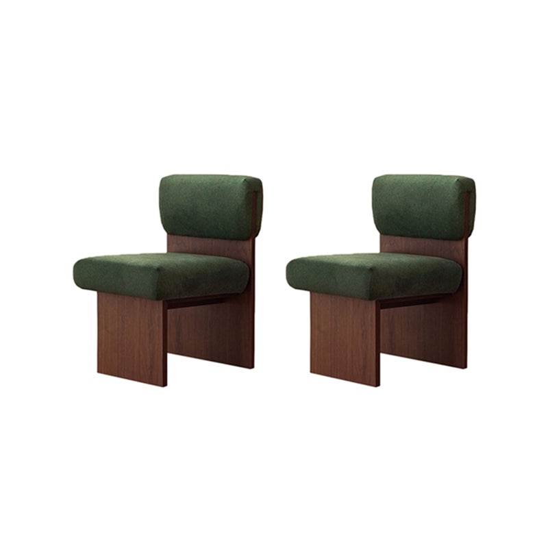 21.25" Wide Armless Chair Solid Wood Frame Chair for Bedroom Green 2 Piece Set Walnut Clearhalo 'Accent Chairs' 'accent_chairs' 'Chairs & Seating' 'furn' 'furn_accent_chairs' 'Furniture' 'Living Room Furniture' 6160246