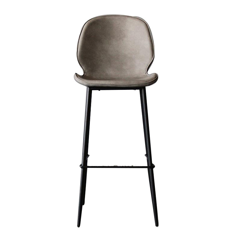 Industrial Faux Leather Bar Stool Patio Bar Stool with Metal Legs