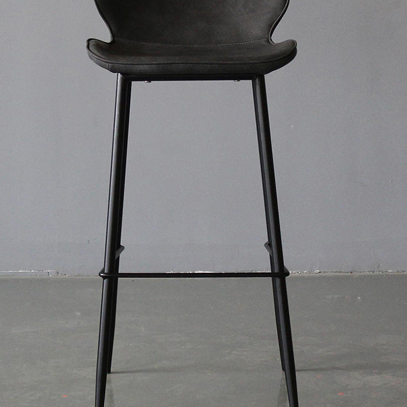Industrial Faux Leather Bar Stool Patio Bar Stool with Metal Legs