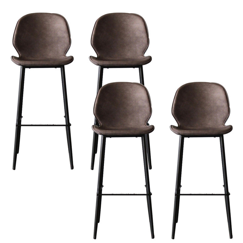 Industrial Faux Leather Bar Stool Patio Bar Stool with Metal Legs
