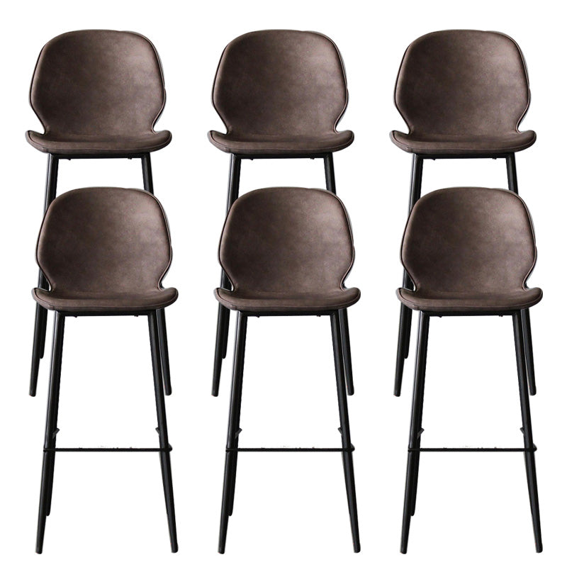 Industrial Faux Leather Bar Stool Patio Bar Stool with Metal Legs