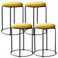 Linen Blend Ottoman Metal Frame Round Upholstered Contemporary Solid Pouf Yellow 4 Piece Set Clearhalo 'furn' 'furn_ottomans_poufs' 'Furniture' 'Living Room Furniture' 'Ottomans & Poufs' 'ottomans_poufs' 6162218