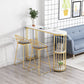 White Marble Bar Dining Table Glam Double Pedestal Bar Height Table 70.9"L x 15.7"W x 41.3"H Gold Without Chairs Clearhalo 'Bar Furniture' 'Bar Tables' 'bar_tables' 'furn' 'furn_bar_tables' 'Furniture' 'Kitchen & Dining Furniture' 6162280