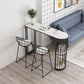 White Marble Bar Dining Table Glam Double Pedestal Bar Height Table 63"L x 15.7"W x 41.3"H Black Without Chairs Clearhalo 'Bar Furniture' 'Bar Tables' 'bar_tables' 'furn' 'furn_bar_tables' 'Furniture' 'Kitchen & Dining Furniture' 6162281