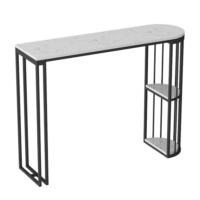 White Marble Bar Dining Table Glam Double Pedestal Bar Height Table Black Without Chairs Clearhalo 'Bar Furniture' 'Bar Tables' 'bar_tables' 'furn' 'furn_bar_tables' 'Furniture' 'Kitchen & Dining Furniture' 6162284
