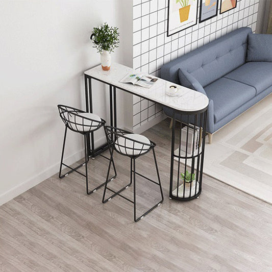 White Marble Bar Dining Table Glam Double Pedestal Bar Height Table Clearhalo 'Bar Furniture' 'Bar Tables' 'bar_tables' 'furn' 'furn_bar_tables' 'Furniture' 'Kitchen & Dining Furniture' 6162290