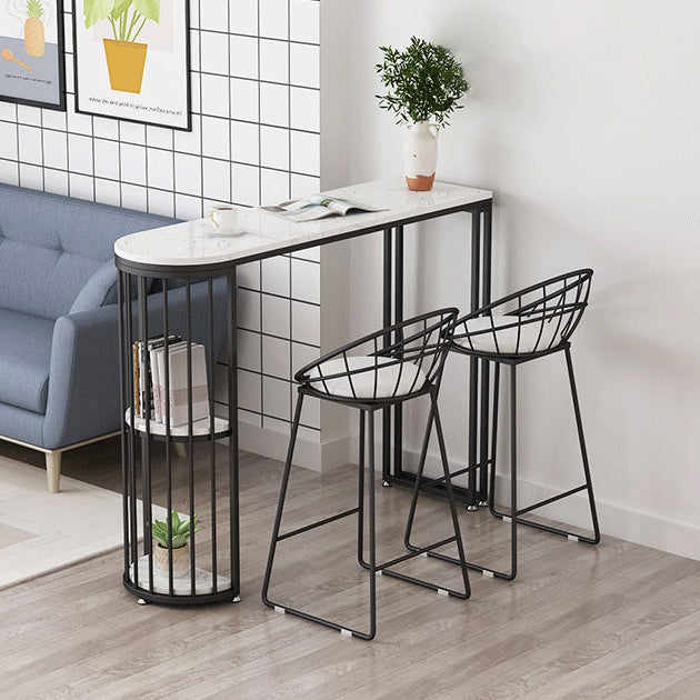 White Marble Bar Dining Table Glam Double Pedestal Bar Height Table Clearhalo 'Bar Furniture' 'Bar Tables' 'bar_tables' 'furn' 'furn_bar_tables' 'Furniture' 'Kitchen & Dining Furniture' 6162293