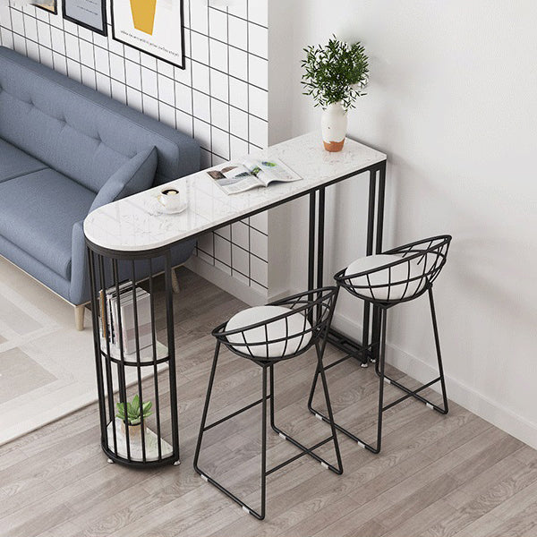 White Marble Bar Dining Table Glam Double Pedestal Bar Height Table Clearhalo 'Bar Furniture' 'Bar Tables' 'bar_tables' 'furn' 'furn_bar_tables' 'Furniture' 'Kitchen & Dining Furniture' 6162294