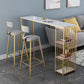 Mesa de comedor de barra de mármol de imitación, mesa de pub con altura de barra rectangular glamorosa y 3 estantes