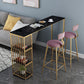 Mesa de comedor de barra de mármol de imitación, mesa de pub con altura de barra rectangular glamorosa y 3 estantes
