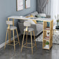 Mesa de comedor de barra de mármol de imitación, mesa de pub con altura de barra rectangular glamorosa y 3 estantes