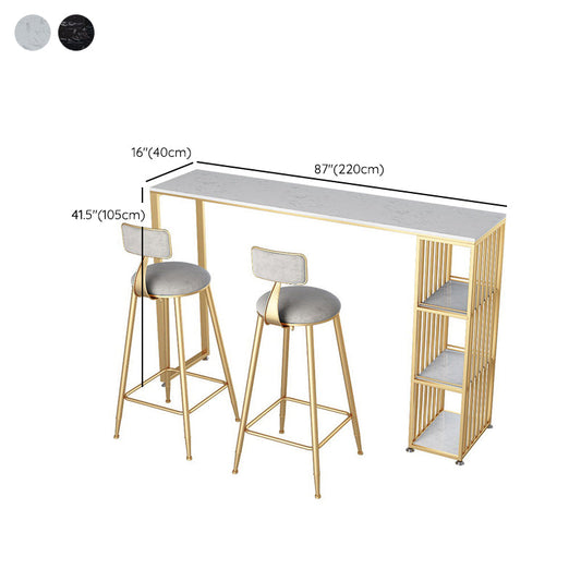 Tavolo da pranzo a barre di marmo in finto rettangolo glam tavolo da pub in altezza bar con 3 sullo