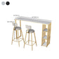 Mesa de comedor de barra de mármol de imitación, mesa de pub con altura de barra rectangular glamorosa y 3 estantes