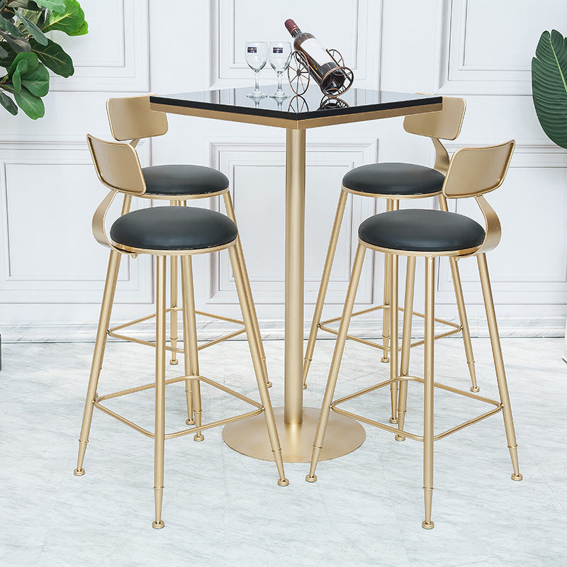 Bartisch aus massivem Holz, Gold- und Metallbasis, Bartisch für Küche, Wohnzimmer, Kaffeezimmer