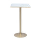Bartisch aus massivem Holz, Gold- und Metallbasis, Bartisch für Küche, Wohnzimmer, Kaffeezimmer