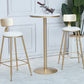 Bartisch aus massivem Holz, Gold- und Metallbasis, Bartisch für Küche, Wohnzimmer, Kaffeezimmer