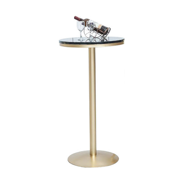 Bartisch aus massivem Holz, Gold- und Metallbasis, Bartisch für Küche, Wohnzimmer, Kaffeezimmer