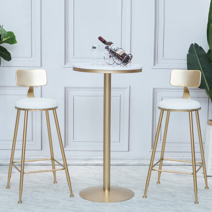 Bartisch aus massivem Holz, Gold- und Metallbasis, Bartisch für Küche, Wohnzimmer, Kaffeezimmer