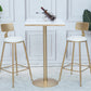 Bartisch aus massivem Holz, Gold- und Metallbasis, Bartisch für Küche, Wohnzimmer, Kaffeezimmer