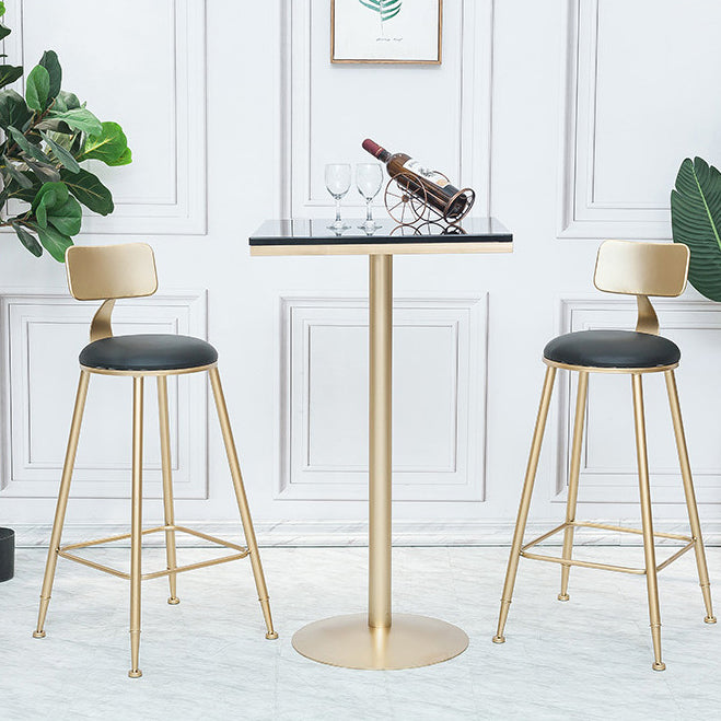 Bartisch aus massivem Holz, Gold- und Metallbasis, Bartisch für Küche, Wohnzimmer, Kaffeezimmer
