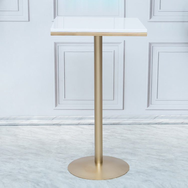 Bartisch aus massivem Holz, Gold- und Metallbasis, Bartisch für Küche, Wohnzimmer, Kaffeezimmer